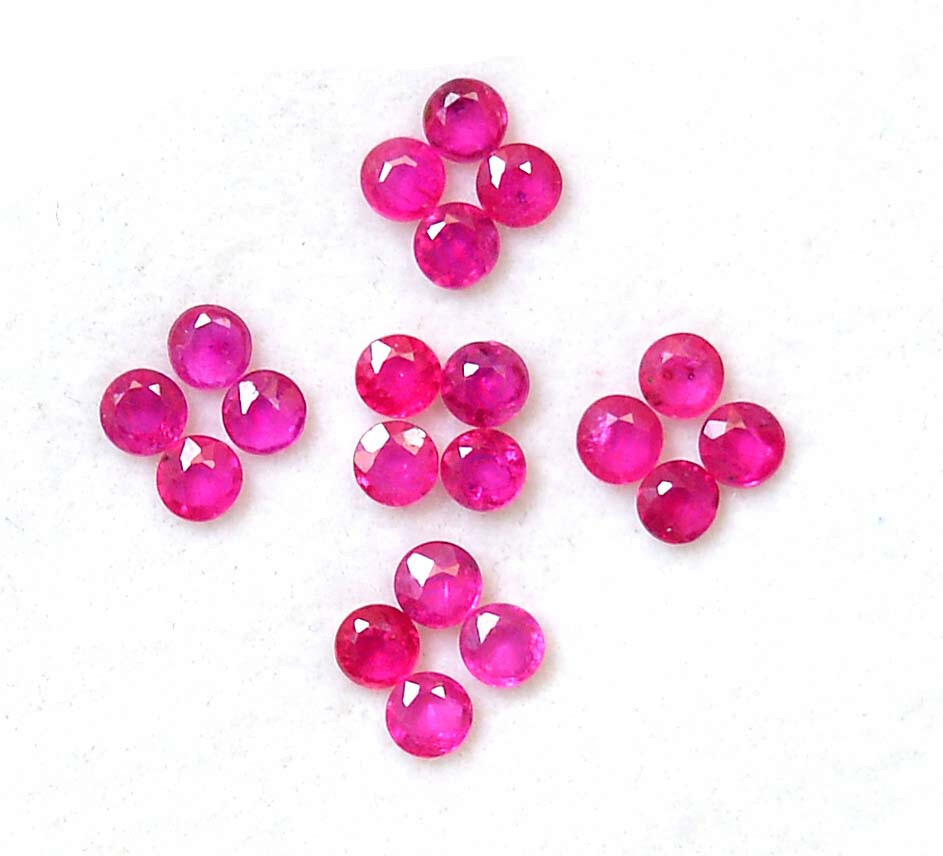Natural Ruby Round Cut 2 mm Lot 20 Pieces 2.36 CTS Faceted Loose Gemstones