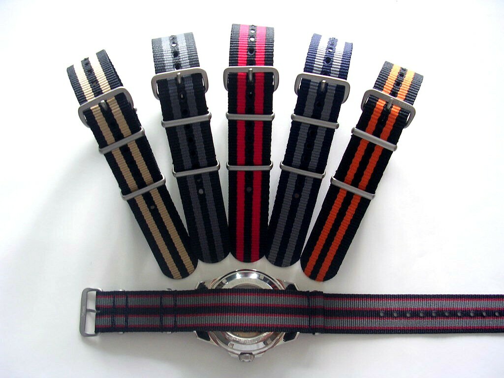 NATO® watch band 24mm G10 Premium nylon strap 2 pak RAF Bond IW SUISSE 18 20 22