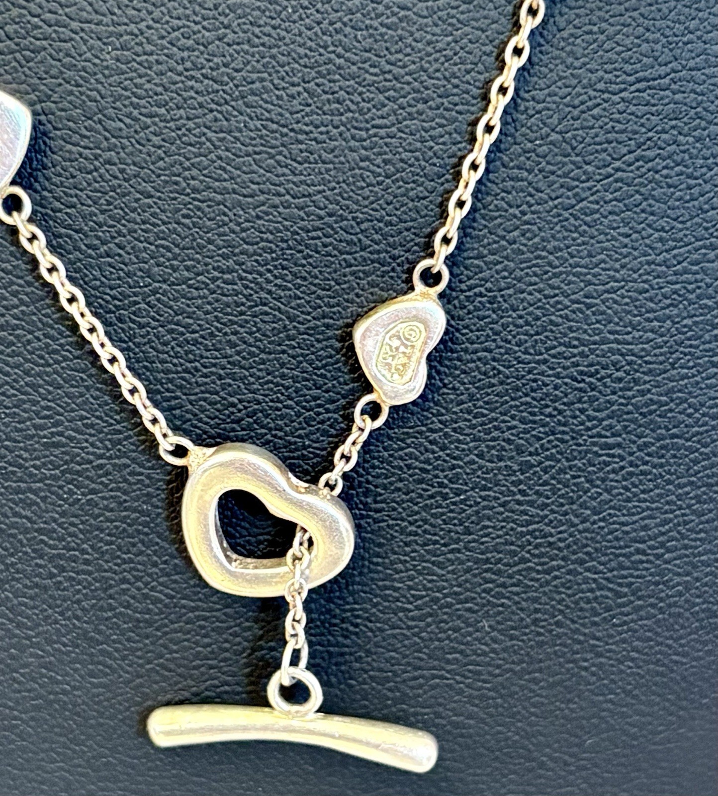 Tiffany & Co. 925 Sterling Silver Open Heart Toggle Necklace 17.5” 14.4g