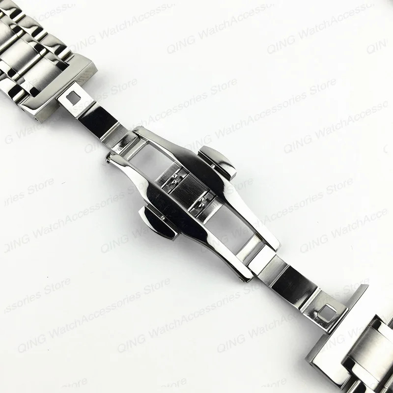 12-24mm Solid Stainless Steel Watch Band Strap Flat Arc End Butterfly Clasp Univ