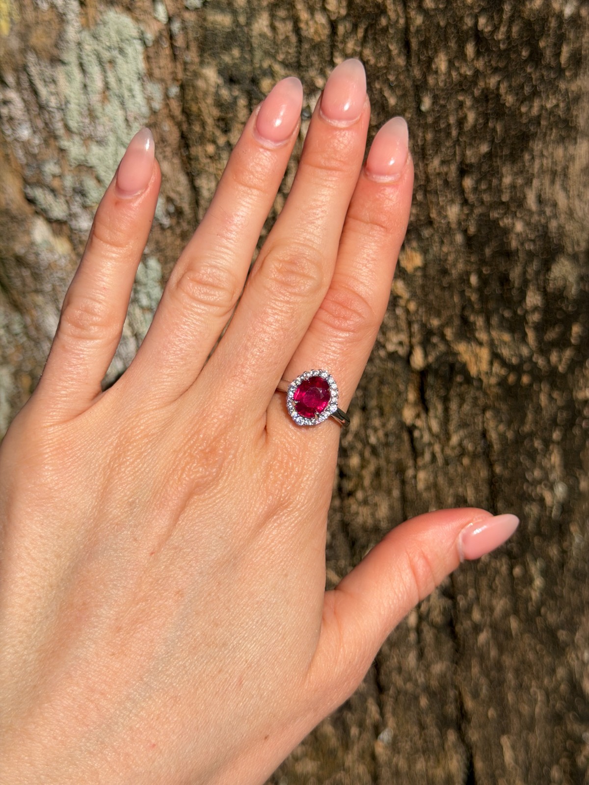 3 Carat Natural Ruby Ring 8x10mm 925 Sterling Silver with Platinum Plating