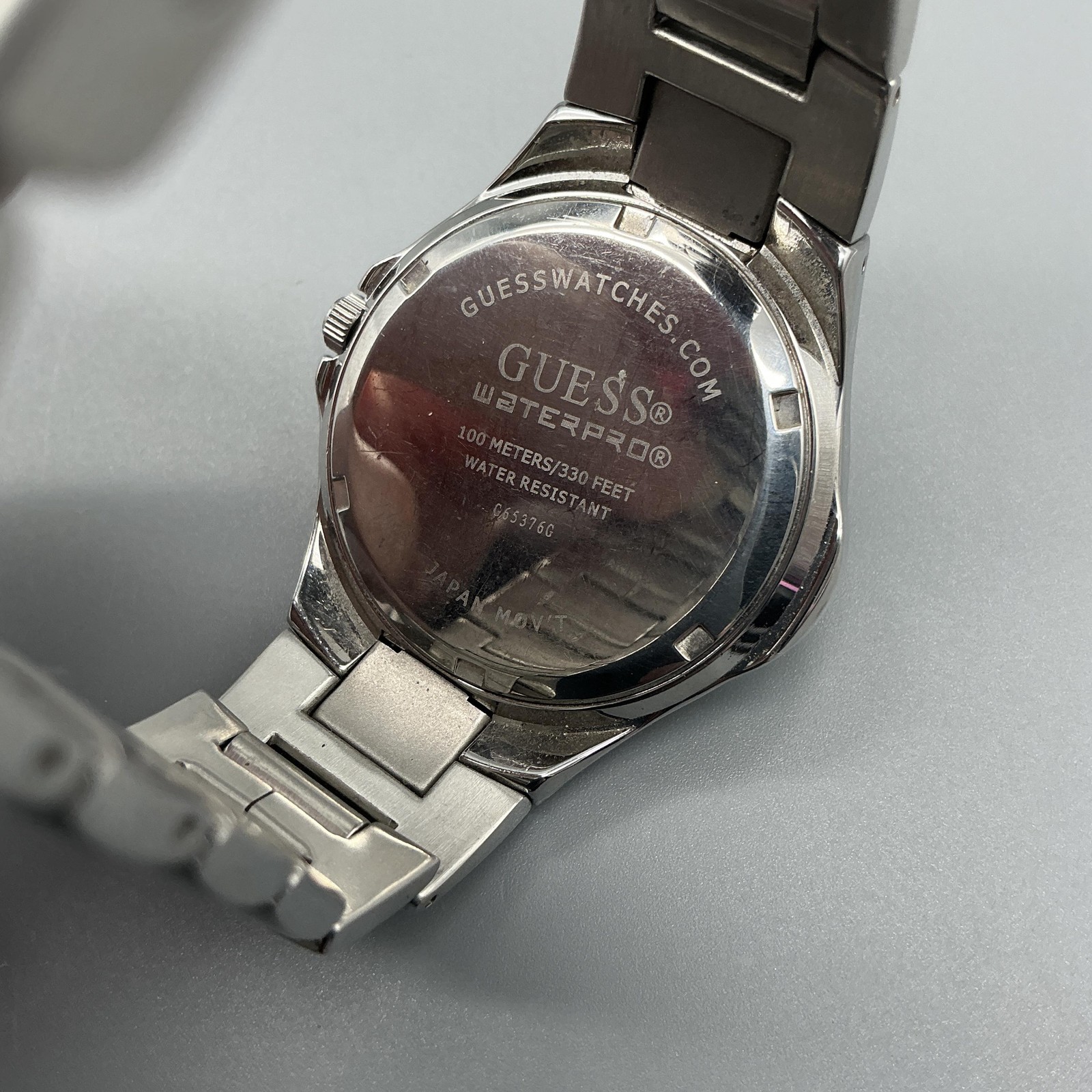 Guess Waterpro C35376G Men Watch 37mm Black Dial Date Stainless New Battery 6.5″
