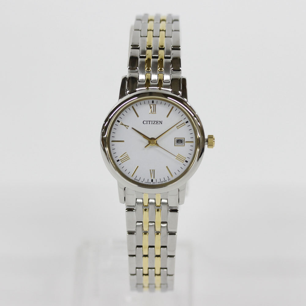 CITIZEN EW1584-59C Analog Quartz Solar Powered White Silver/Gold