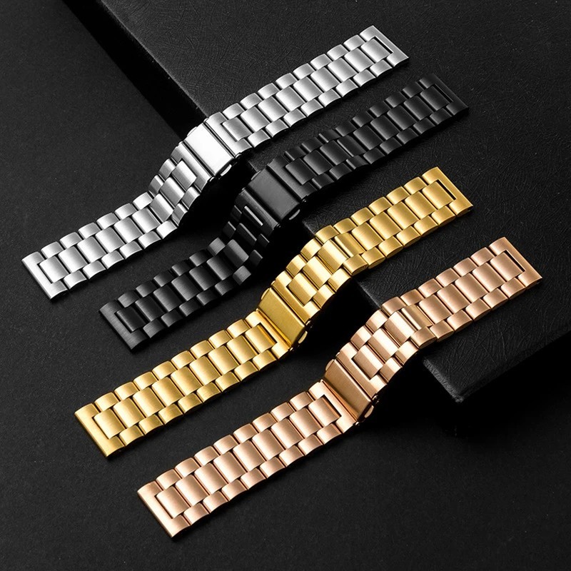 22mm Brush Metal Watch Band Solid Stainless Steel Bracelet Straps