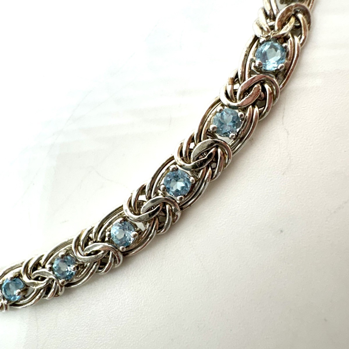 925 Sterling Silver Blue Stone Adjustable Bracelet – 7.83G! (WMP019087)