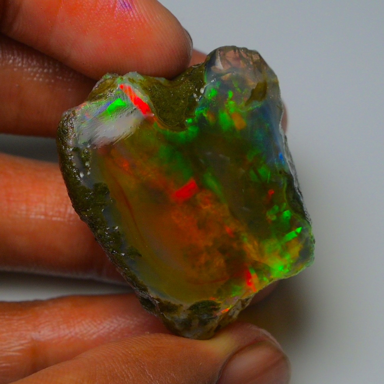 Ethiopian Oil Opal Specimen 87.55 cts Natural Rough Gemstone – Fire Opal Roug