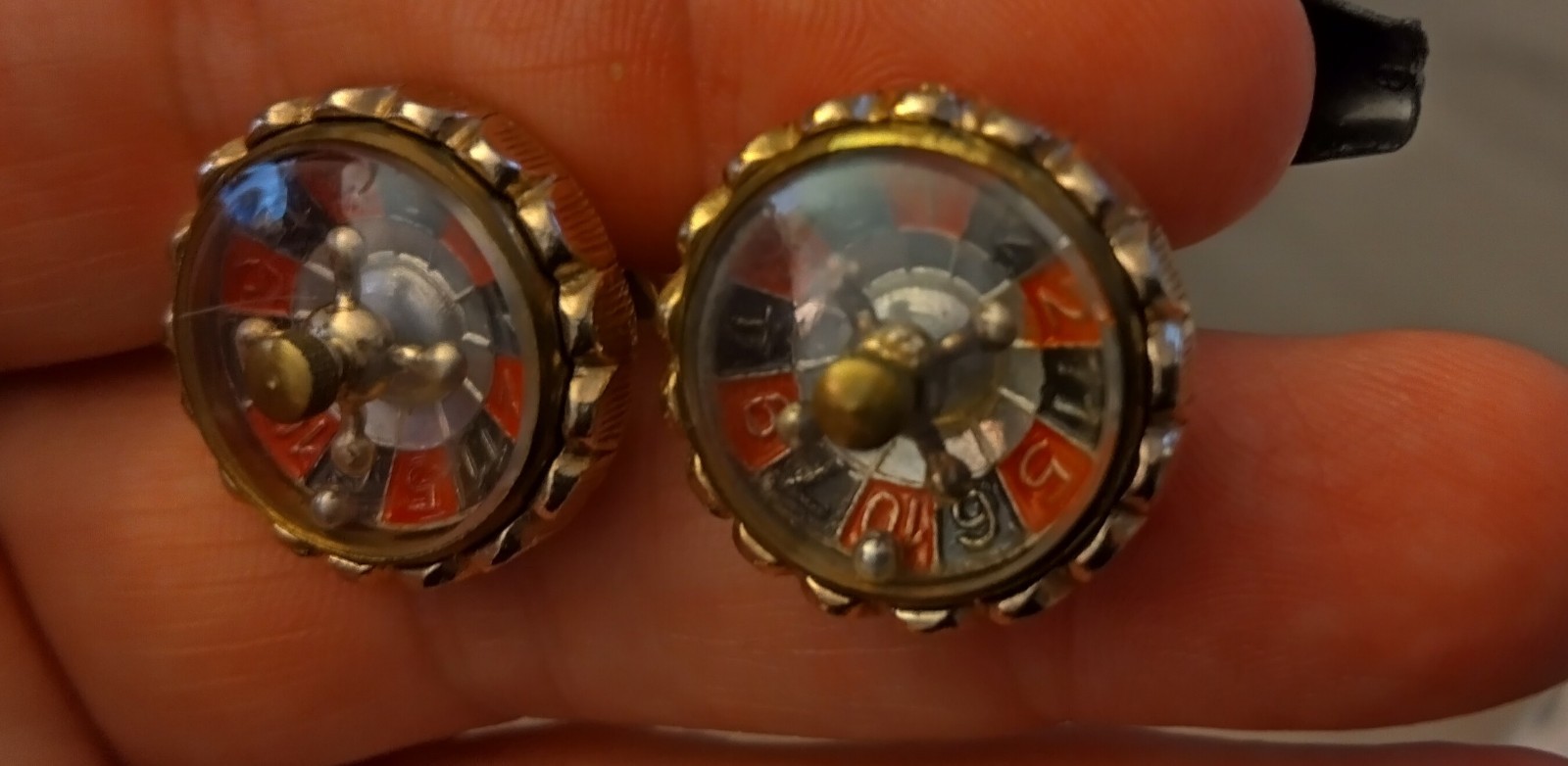 Vint 14PC Cuff Links Jewelry Lot Play Boy Rolls Royce Articulated Roulette Wheel