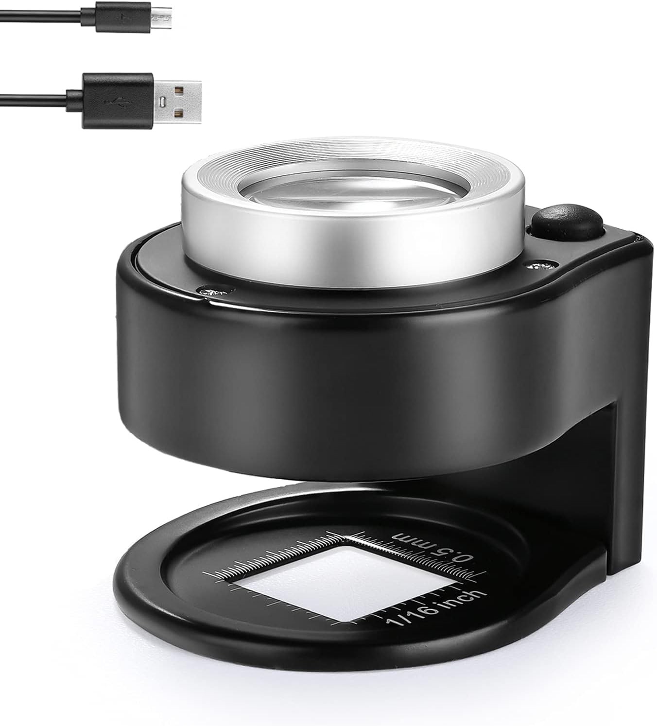 30X Coin Magnifier, USB Rechargeable 6 Lights Portable Metal Eye Loupe Sewing