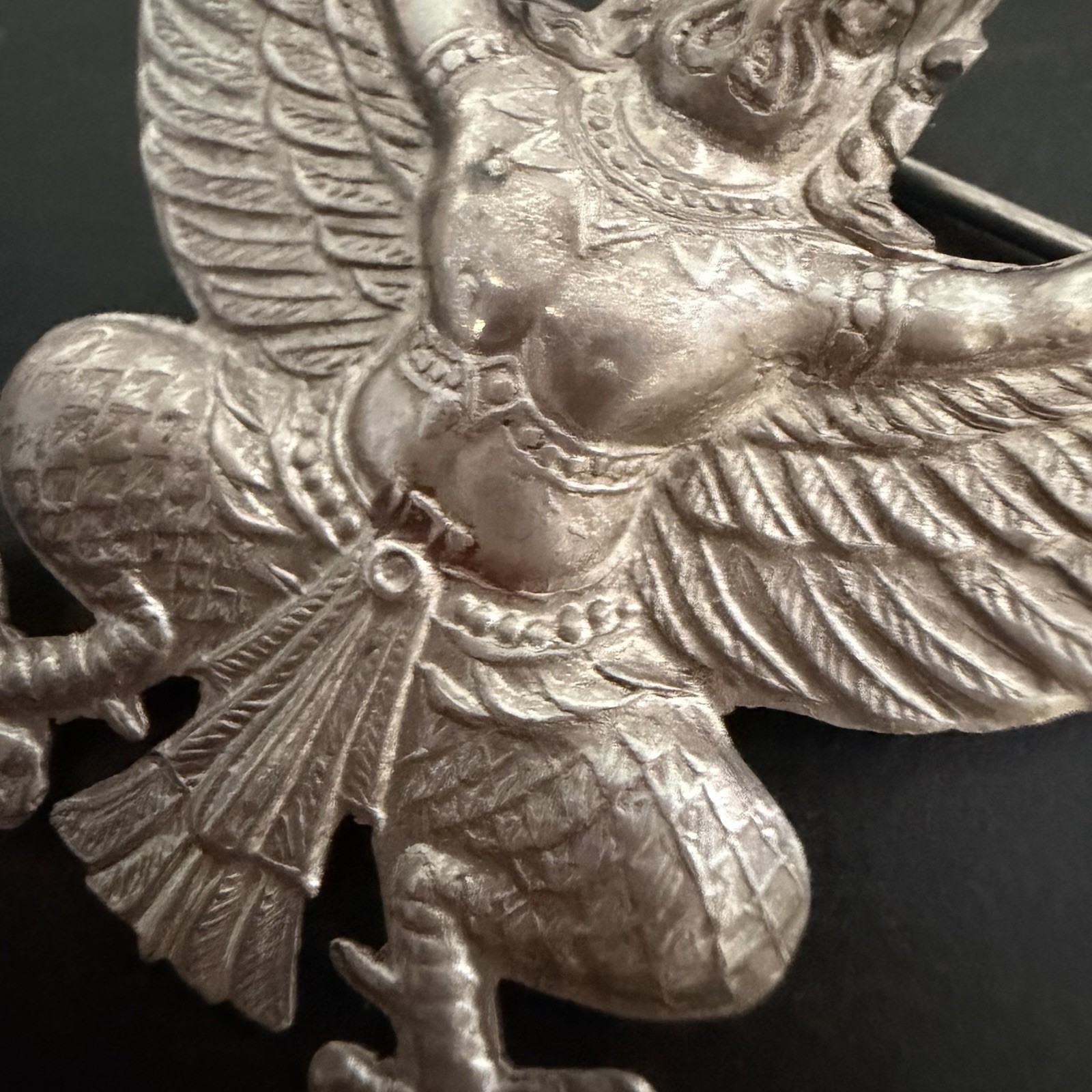 Vintage Thailand Garuda .925 Sterling Silver Brooch Figural Pin 1.5” Amulet