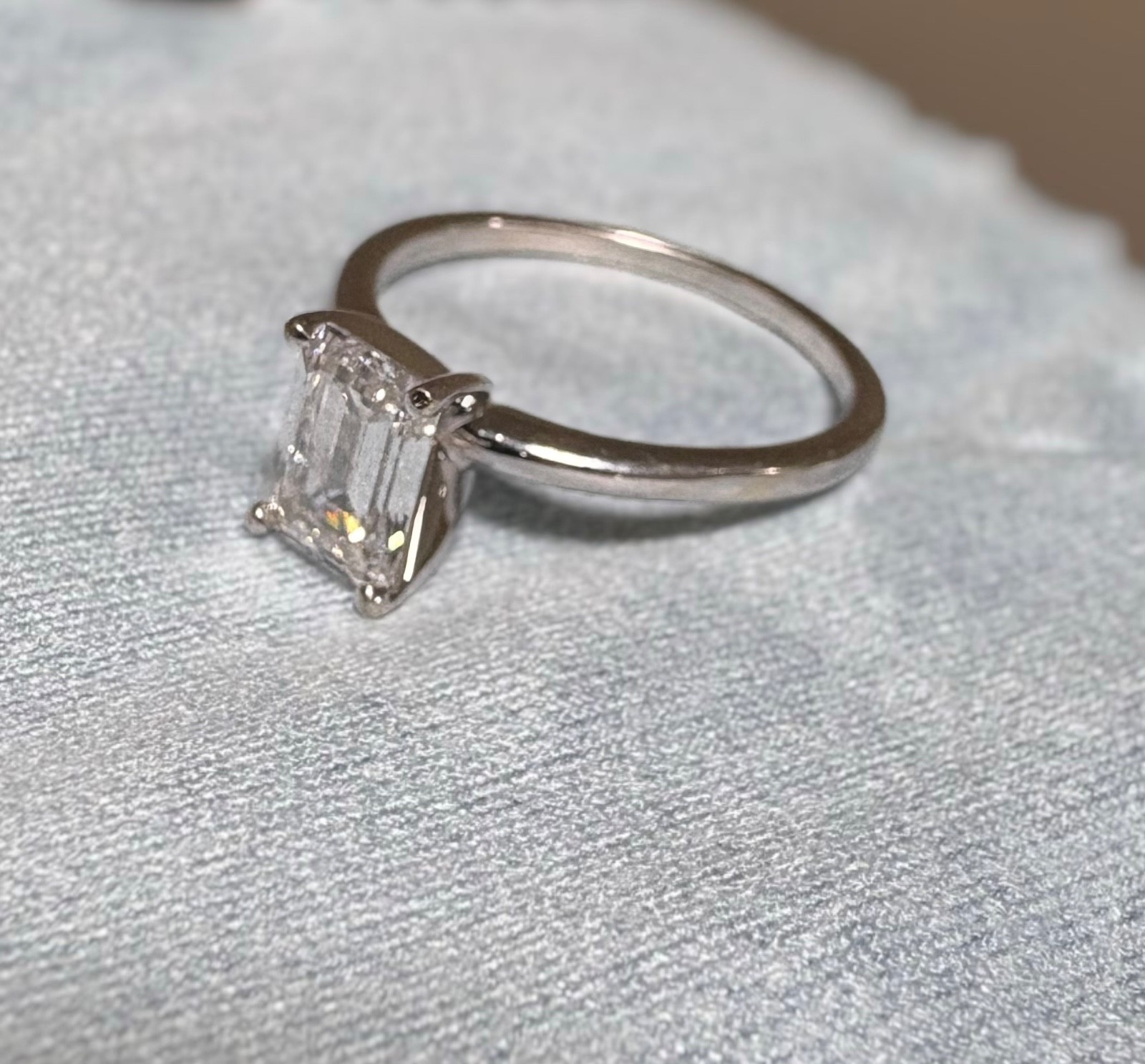 1.57ct Lab grown Diamond Emerald Cut 14k white gold Ring Zales