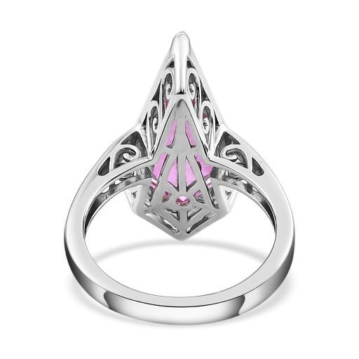 Patroke Quartz Kite Shape Solitaire Ring in Platinum Ovr Sterl Silver 6.50 Sz 10