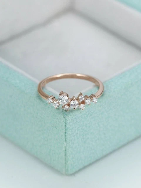 Lab Grown Diamond Engagement Band 1.60Ct Round Cut Ring 14K Rose Gold Plated