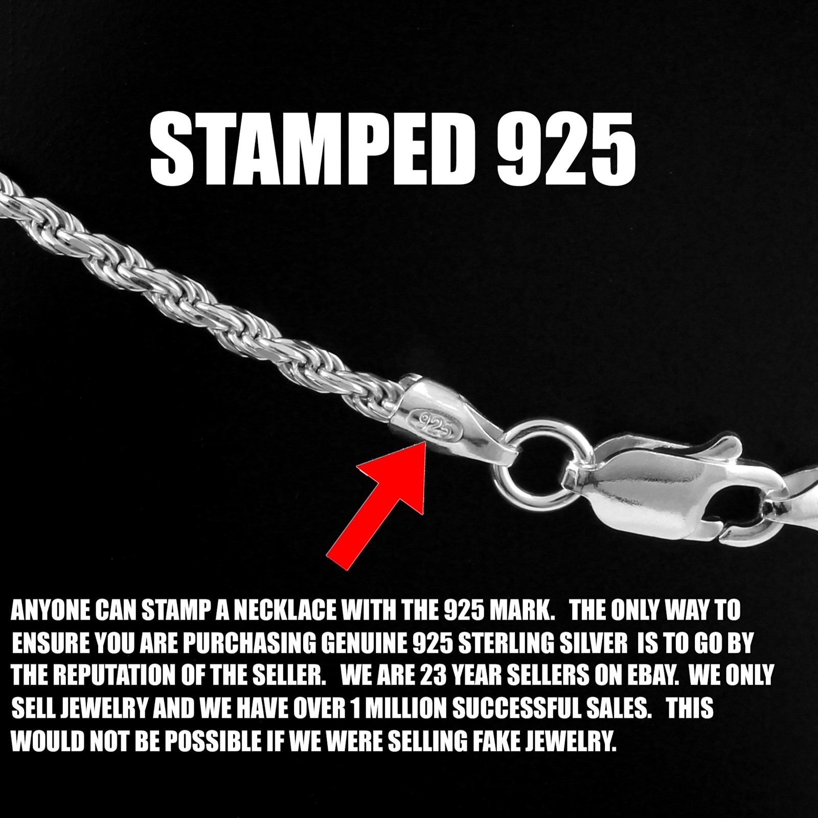 Guaranteed Real 925 Sterling Silver 7″ 8″ 9″ 10″ 11″ 12″ Rope Bracelet or Anklet