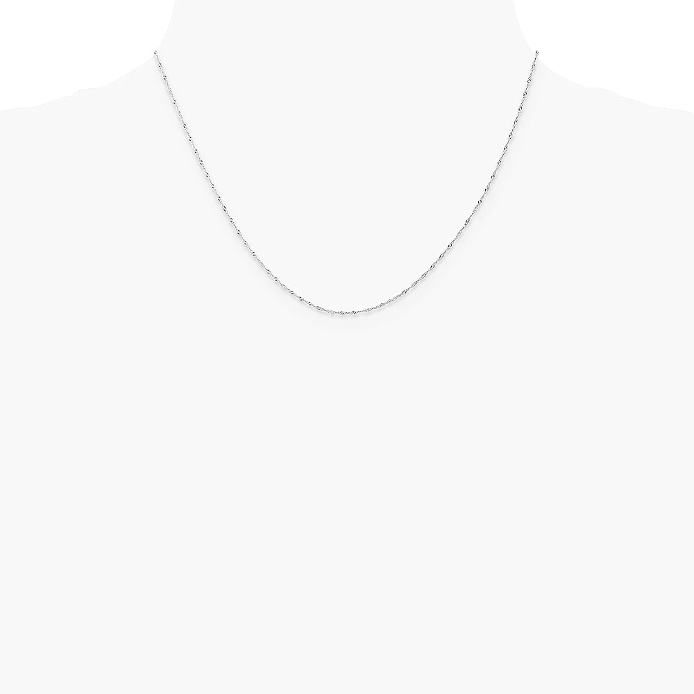 10K White Gold 1mm Carded Singapore Chain Necklace 16″-24″