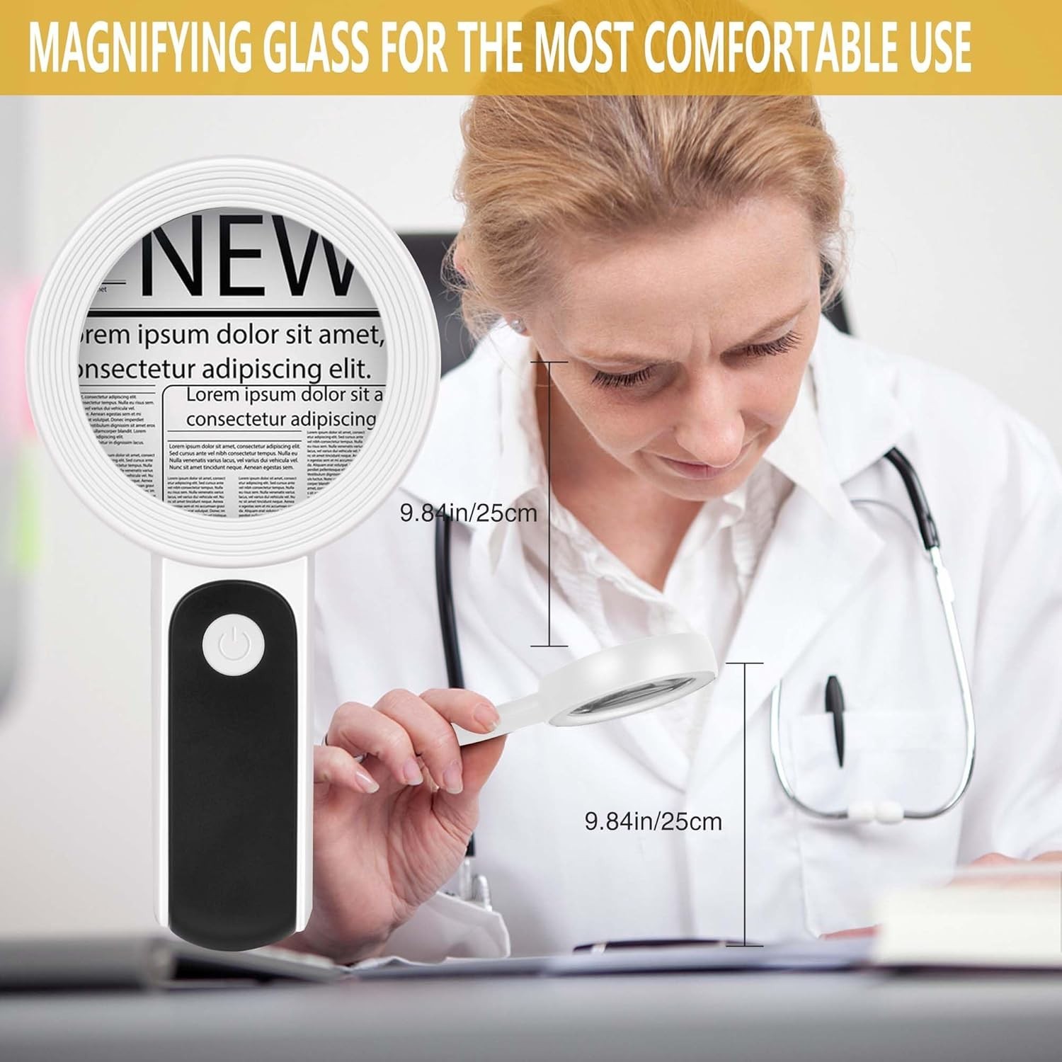 Portable LED Magnifying Glass for Seniors – 3 Lighting Modes for Optimal Reading