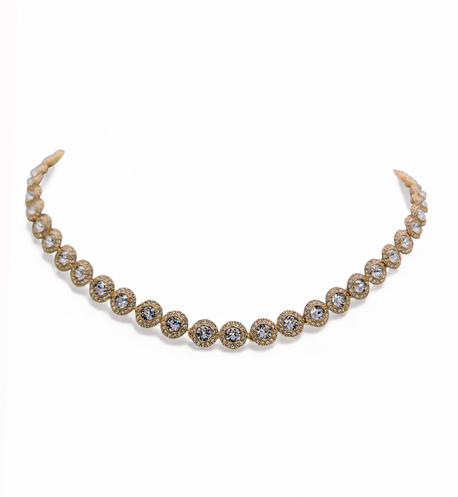 NEW 100% SWAROVSKI Gold White Crystals Una Angelic Tennis Necklace 5720505