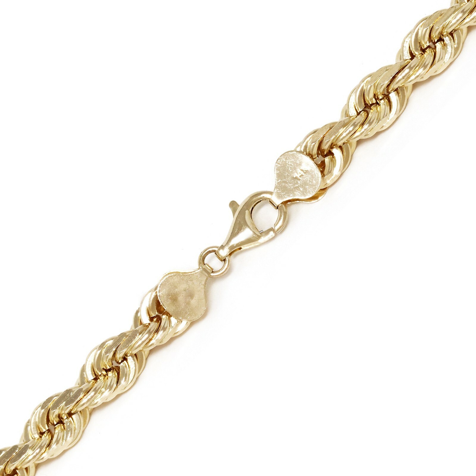 14k Yellow Gold Solid Diamond Cut Rope Chain Necklace 18″ 1.5mm to 4mm