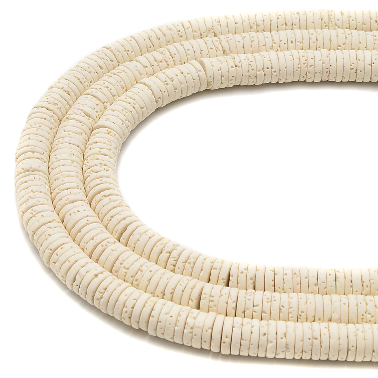 Cream White Lava Rock Stone Heishi Discs Beads 2x4mm 2x6mm 2x8mm 15.5″ Strand