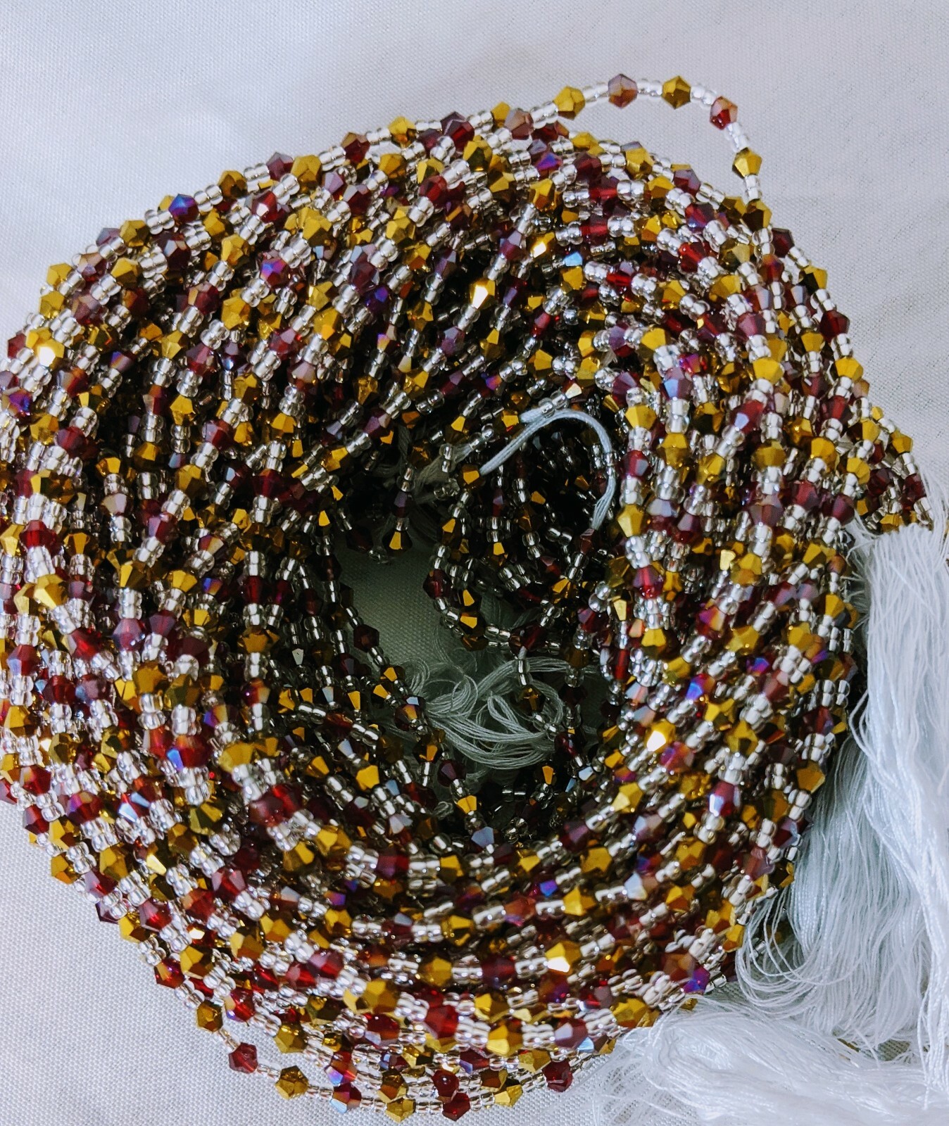 Crystal Tie on African Waist Beads Waistline Belly Chain for weight loss(42in/