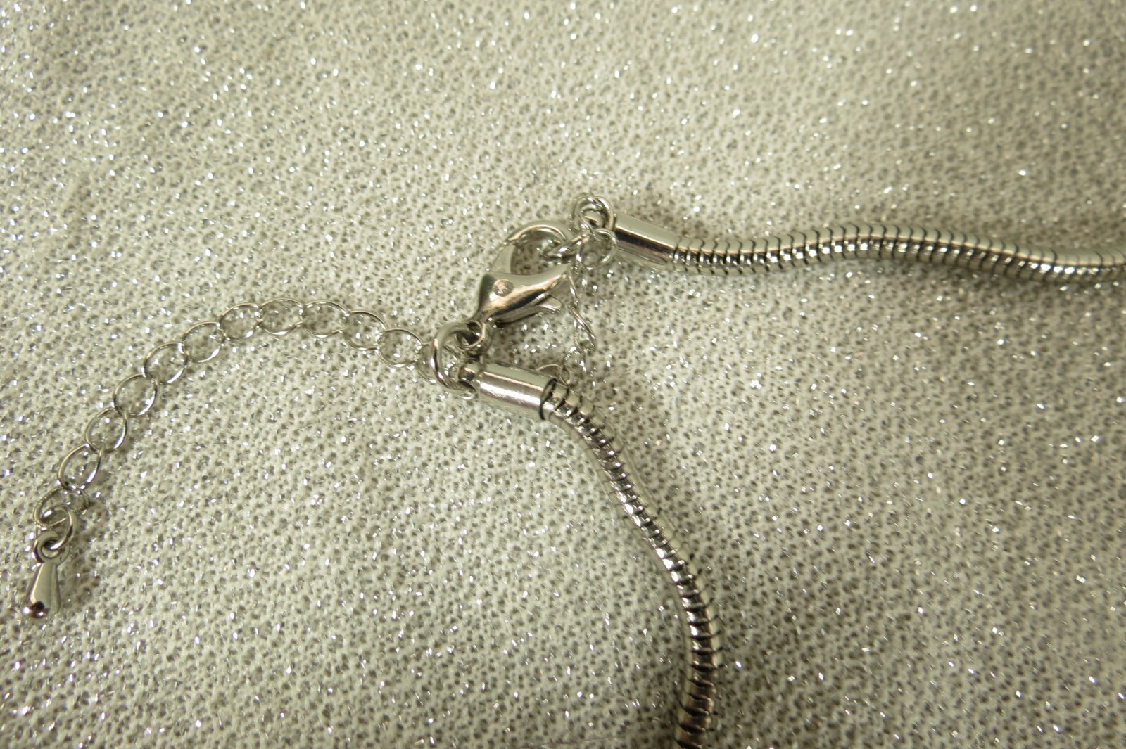Vintage Lavender & Rhinestone Necklace Silver Tone 24 Inch Long Chain