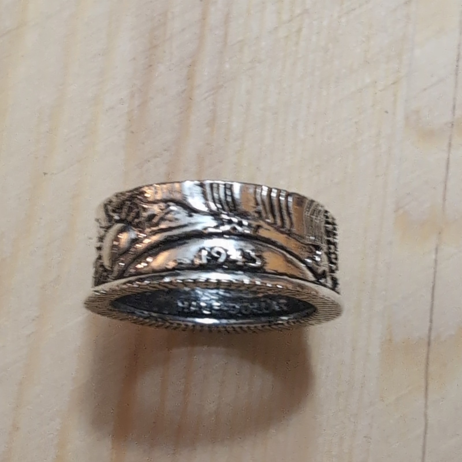 1945 Walking Liberty Half Dollar Coin Ring Size 11 925 Sterling Silver