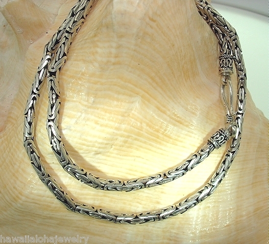3MM-6.5MM VARIETY OXIDIZED 925 STER SILVER BALI BYZANTINE CHAIN NECKLACE 16″-24″