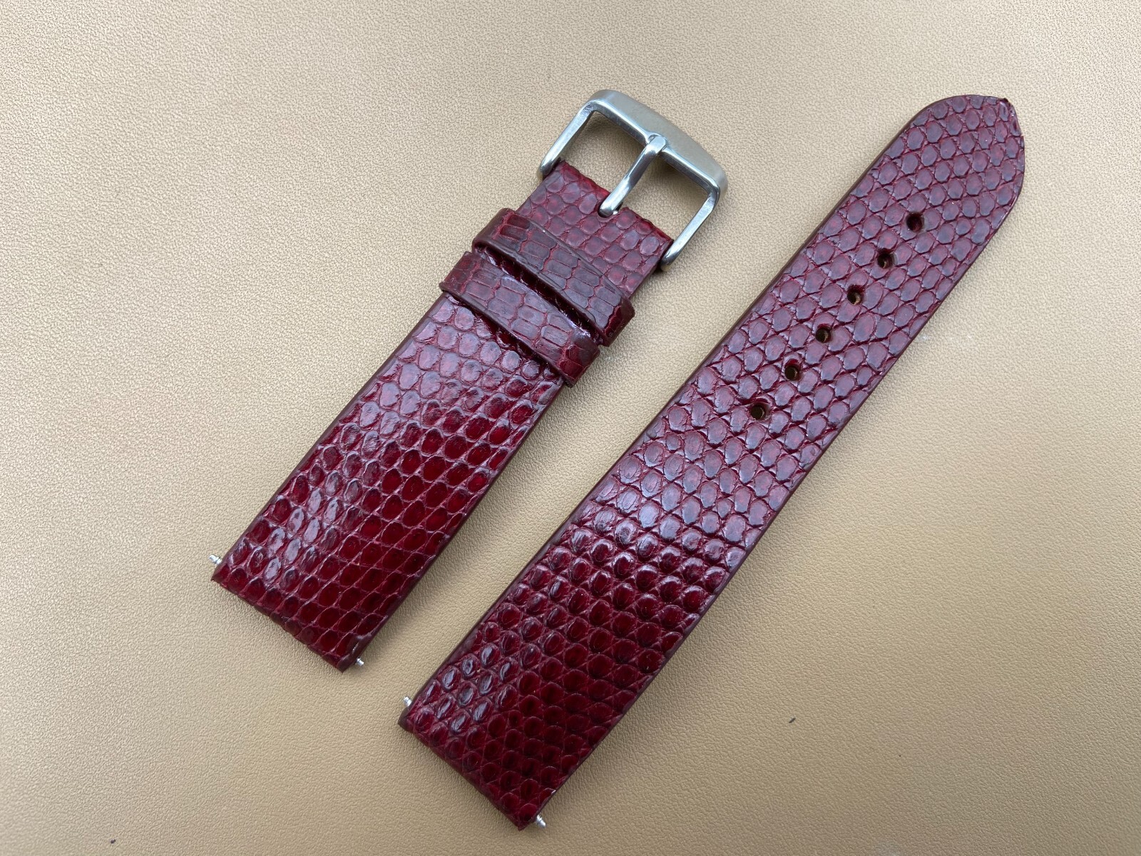 Dark Red Lizard Leather Watch Strap Band 16 17 18mm 19 20mm 21mm 22mm 24mm 26mm.