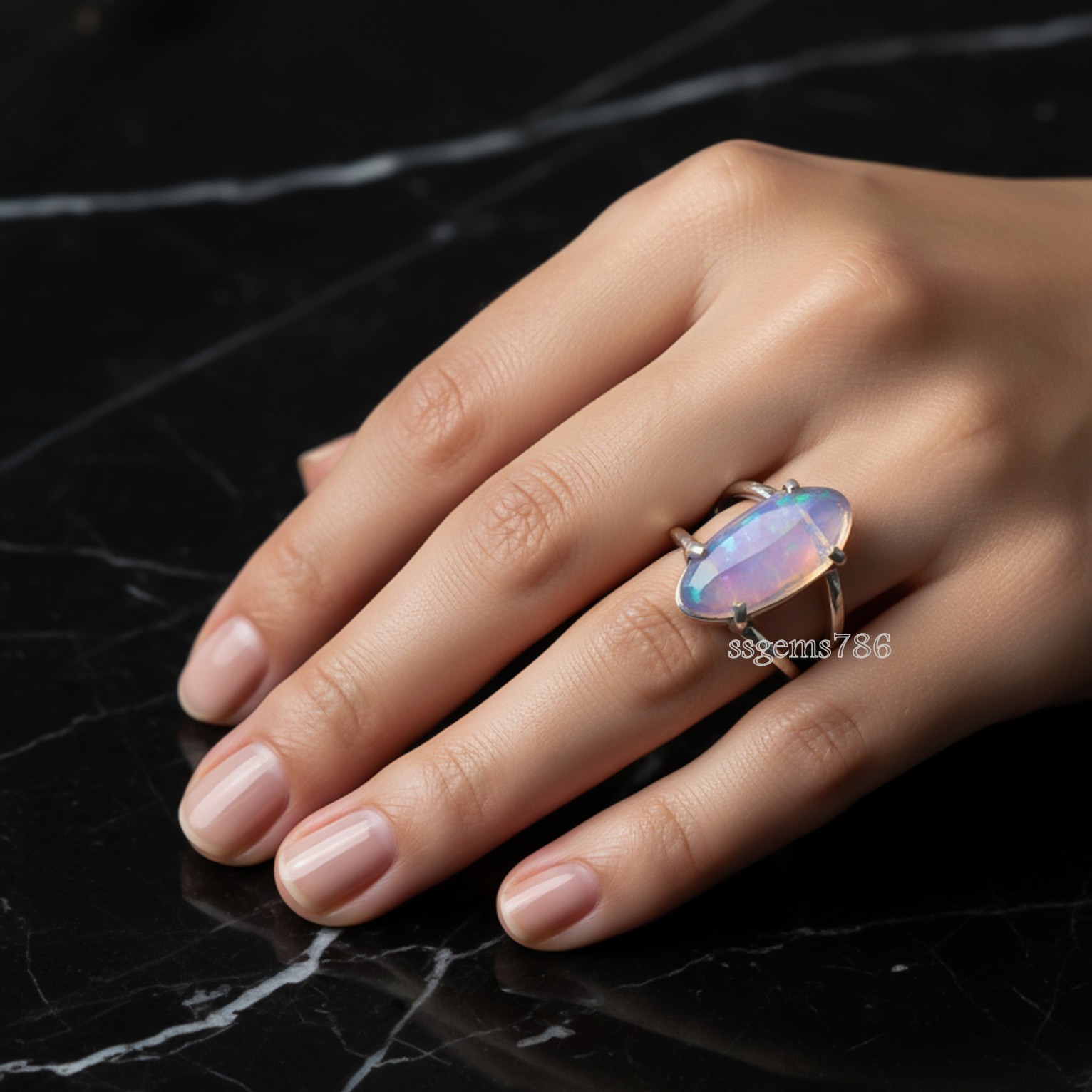 Welo Pink Opal Gemstone 925 Sterling Silver Ring Handmade Jewelry Ring For Gift