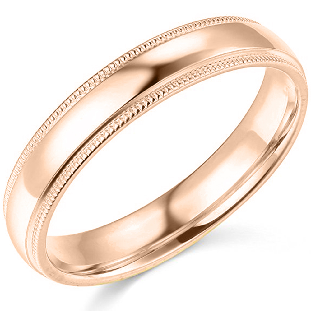 14K Rose Gold 2mm 3mm 4mm 5mm 6mm Comfort Fit Men Women Milgrain Wedding Band