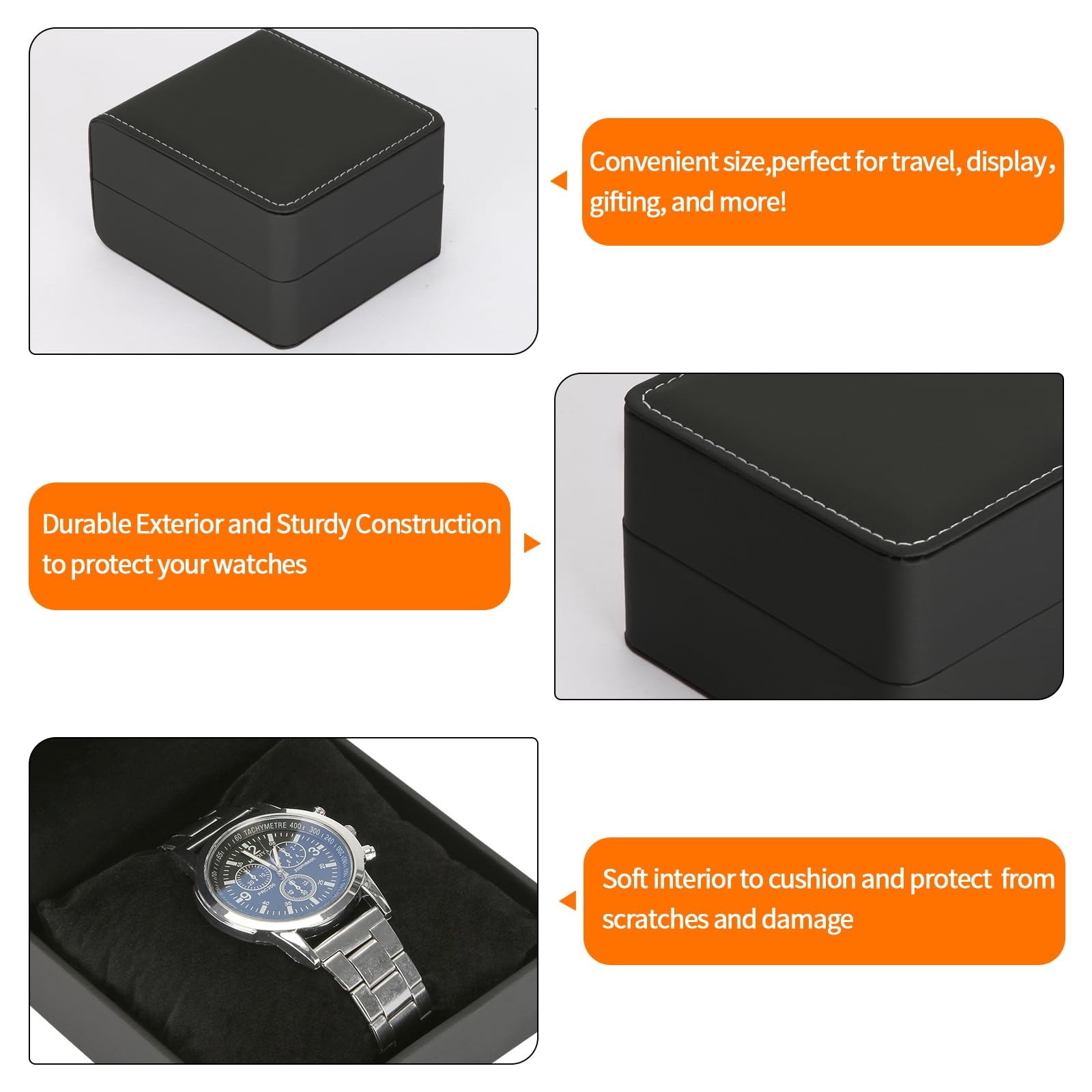 BAOPEND Single Watch 11.2cm x 10.3cm x 7.1cm / 4.4in x 4in x 2.8in, Black