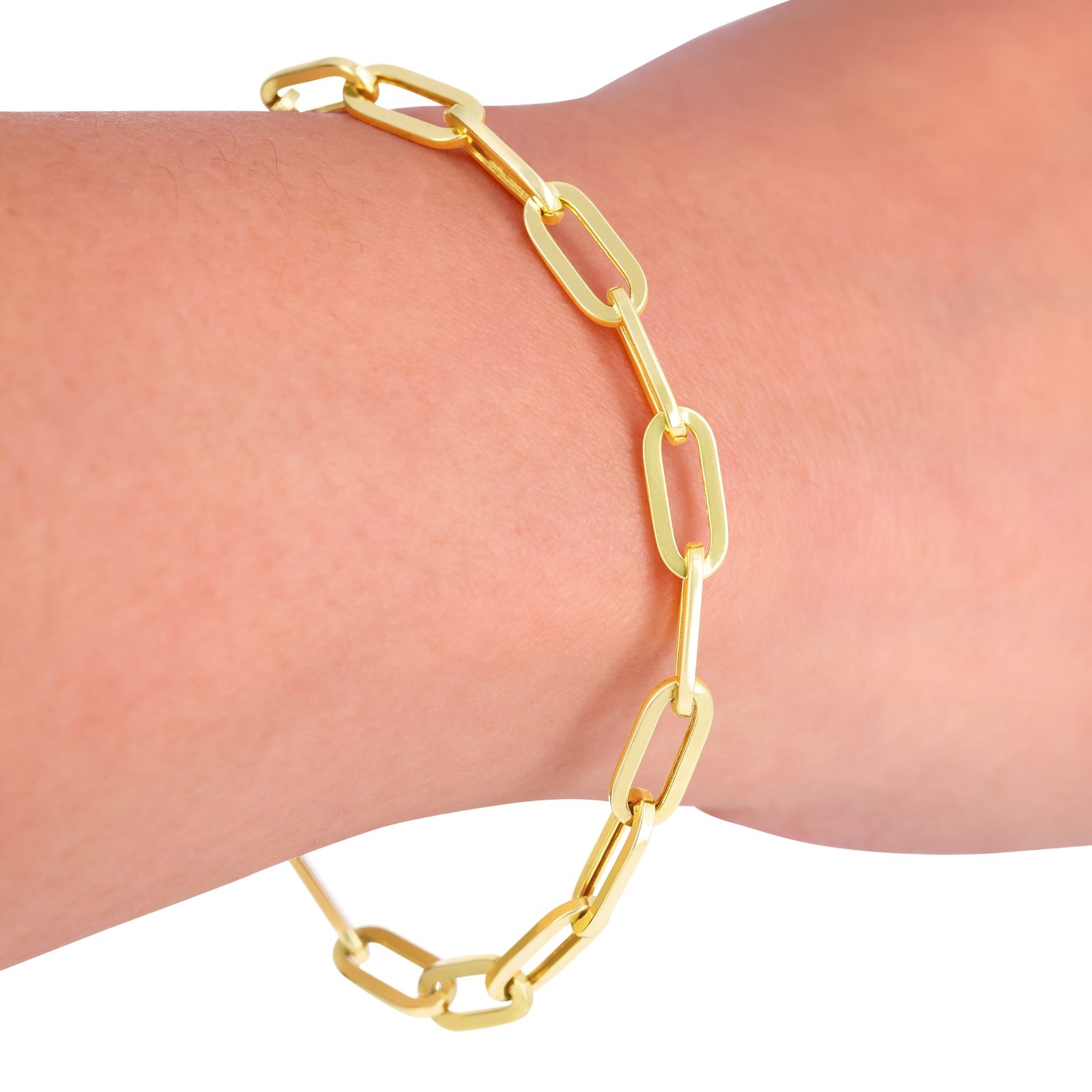 10k Yellow Gold Paperclip 2mm-7mm Chain Cable Rolo Bracelet Mens Womens 7″ – 8″