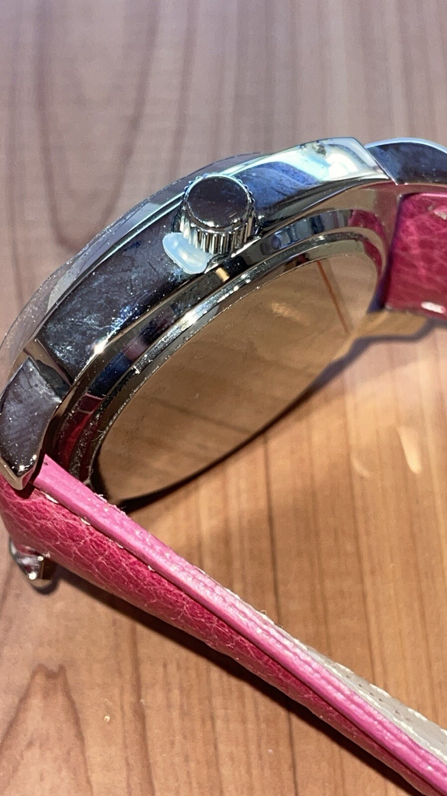 Vintage NewJoan Rivers Classics V377 Silver Pink Leather Band Quartz Watch