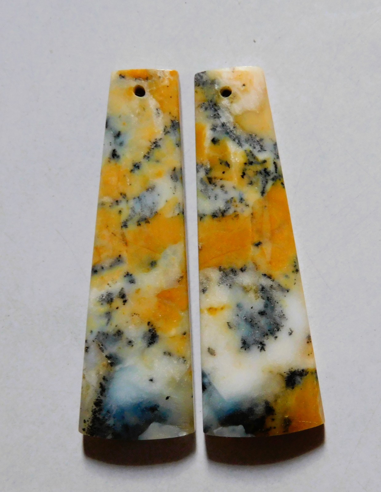 46.25 Cts Natural Dendrite Agate Drilled Cabochon Match Pair Gemstone 43.5X13.6M