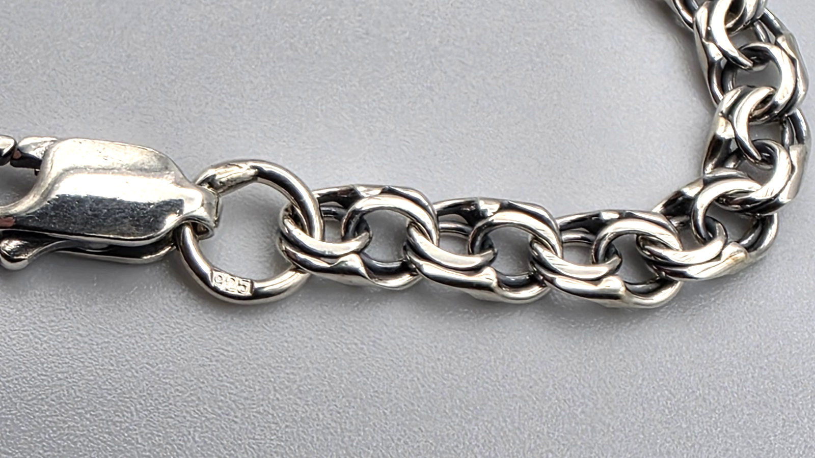 925 Solid Sterling Silver Chain Necklace Bismarck Double Link Handmade 23.5in