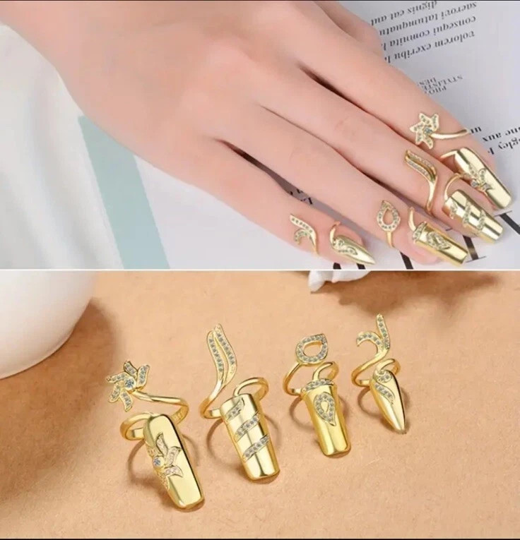 4 Pcs Open End Knuckle Rings for Women Nail Rings Fashion Jewelry