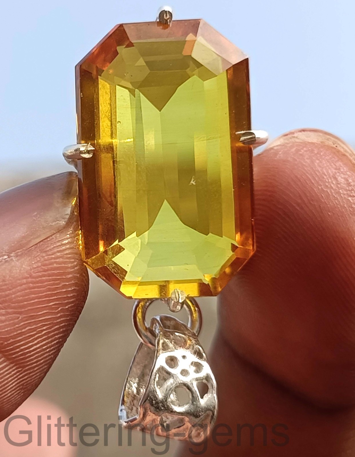 IGL Certified 40.00 Carat Sapphire Emerald Cut 925 Sterling Silver Pendant 5DDL