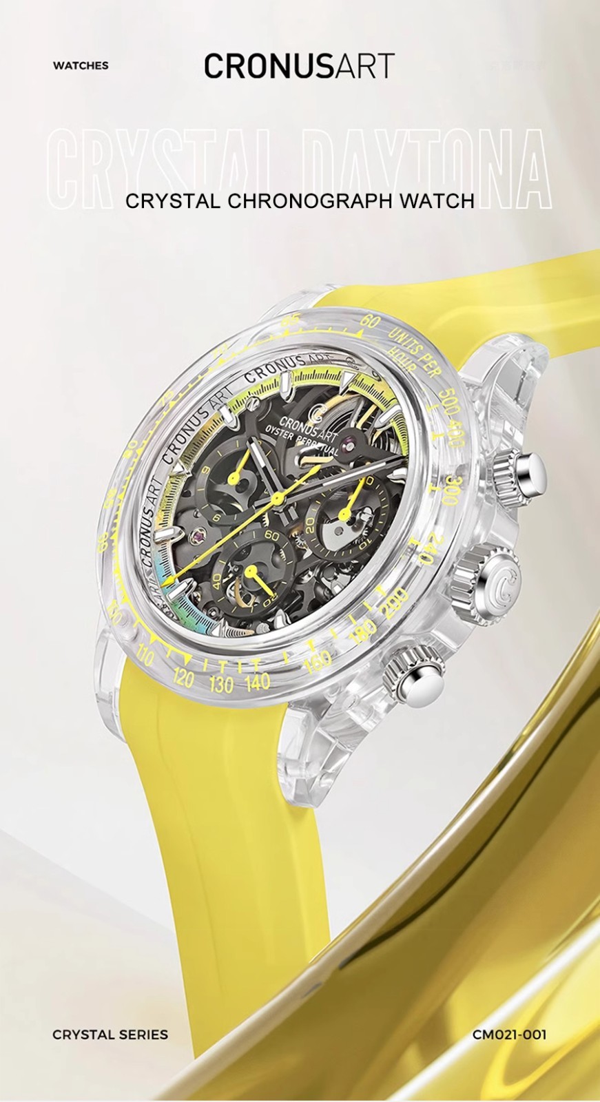 CRONUSART Men Chronograph Watch 40mm Automatic Mechanical Wristwatch K9 Case