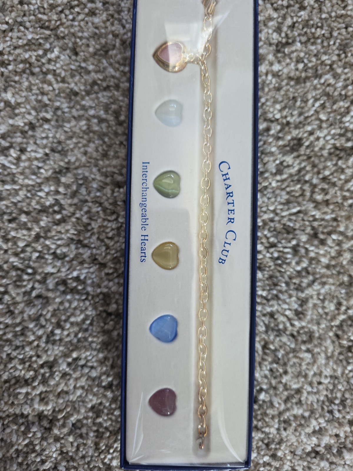Charter Club Interchangeable Bracelet in Silver Tone with six Heart Charms