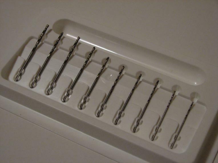 Watchmaker drill bits set 20 pieces Ø 1.0 – 2.2 mm drill set. New Old Stock