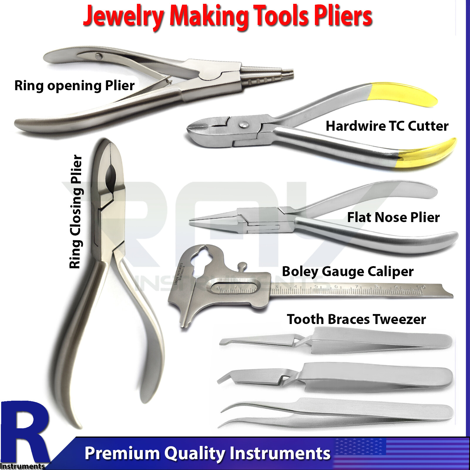 Dental Orthodontic Jewellery Making Pliers Flat Nose Cutter Surgical Tweezers CE