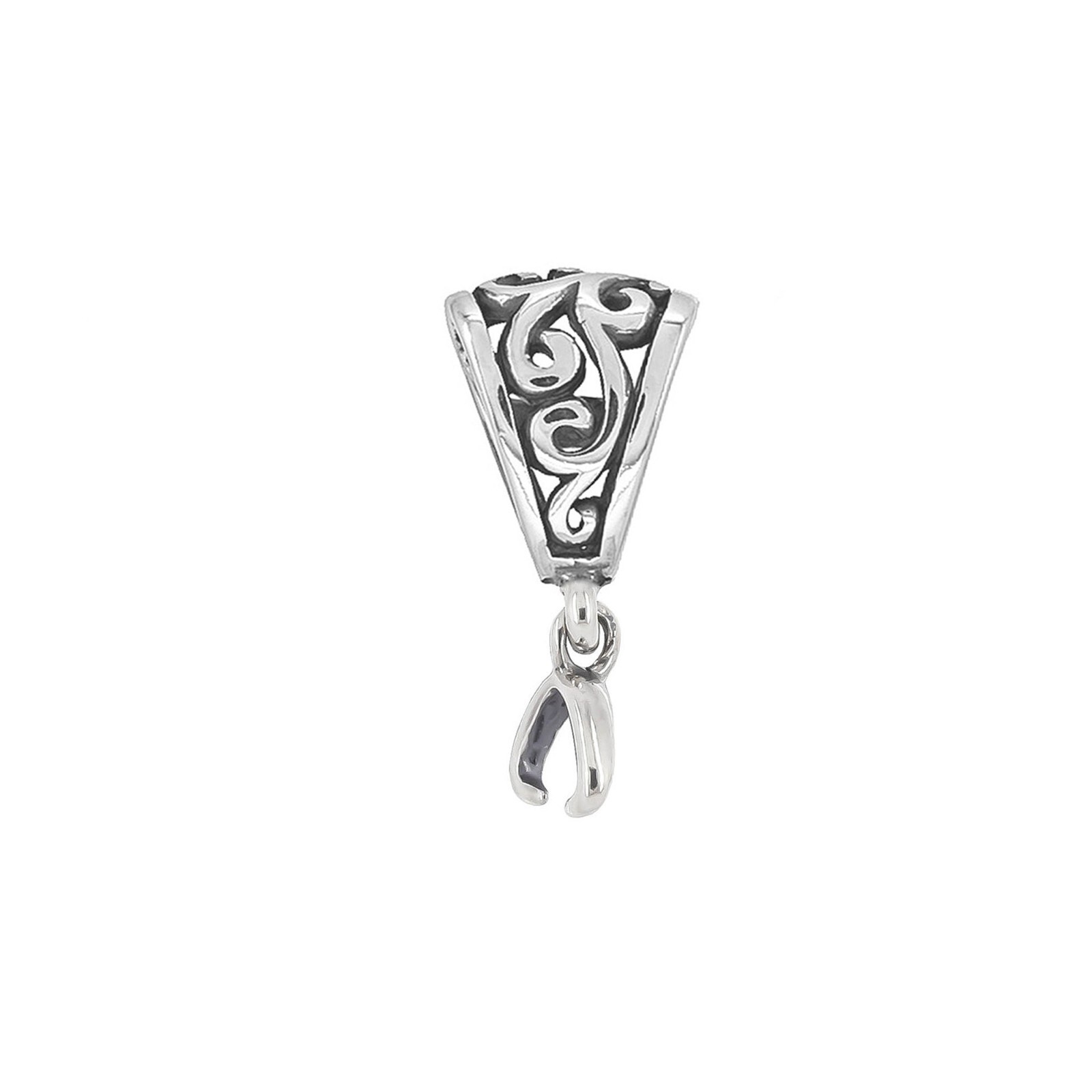 Sterling Silver Filigree Pendant Bail Connector with Pinch Clasp #51324