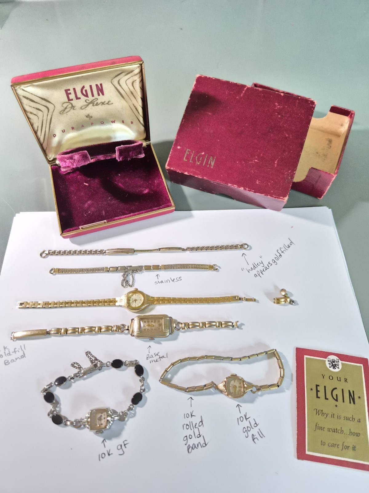 Bulova Elgin Hadley Gold Filled Scrap Wear Womens Watch Lot W/box 10k 12k Etc