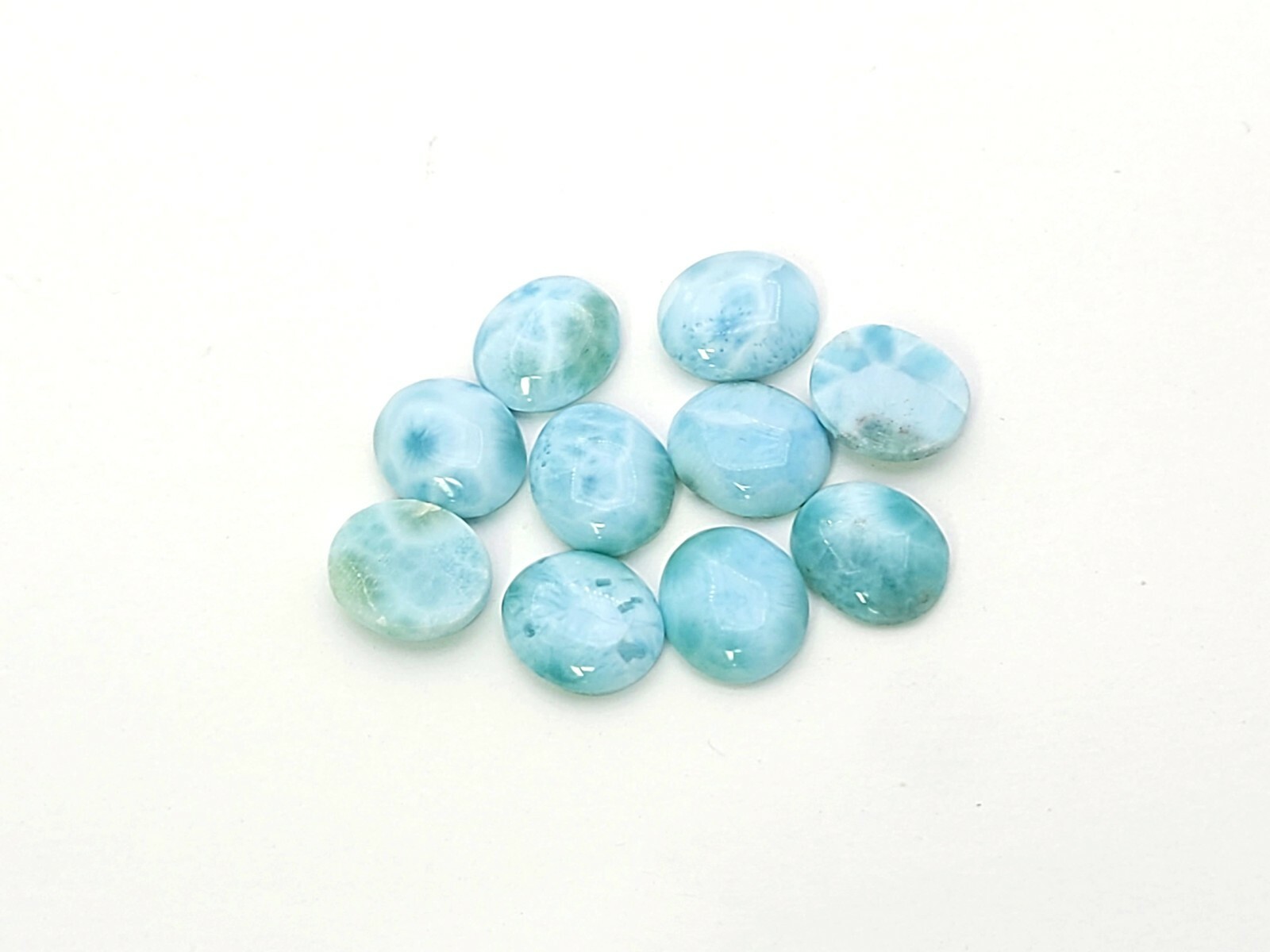 GENUINE LARIMAR 10x12mm FLAT BACK OVAL SHAPE 100% NATURAL, (LOT OF 10 STONES)