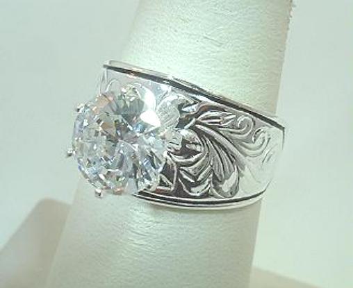 13MM SOLID 925 SILVER HAWAIIAN ORCHID FERN SCROLLS 5.07CTS CZ ENAMEL RING 4.5-13