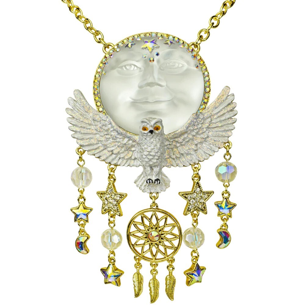 Kirks Folly Great Snowy Owl Dreamcatcher Venus Seaview Moon Necklace Ornament gt