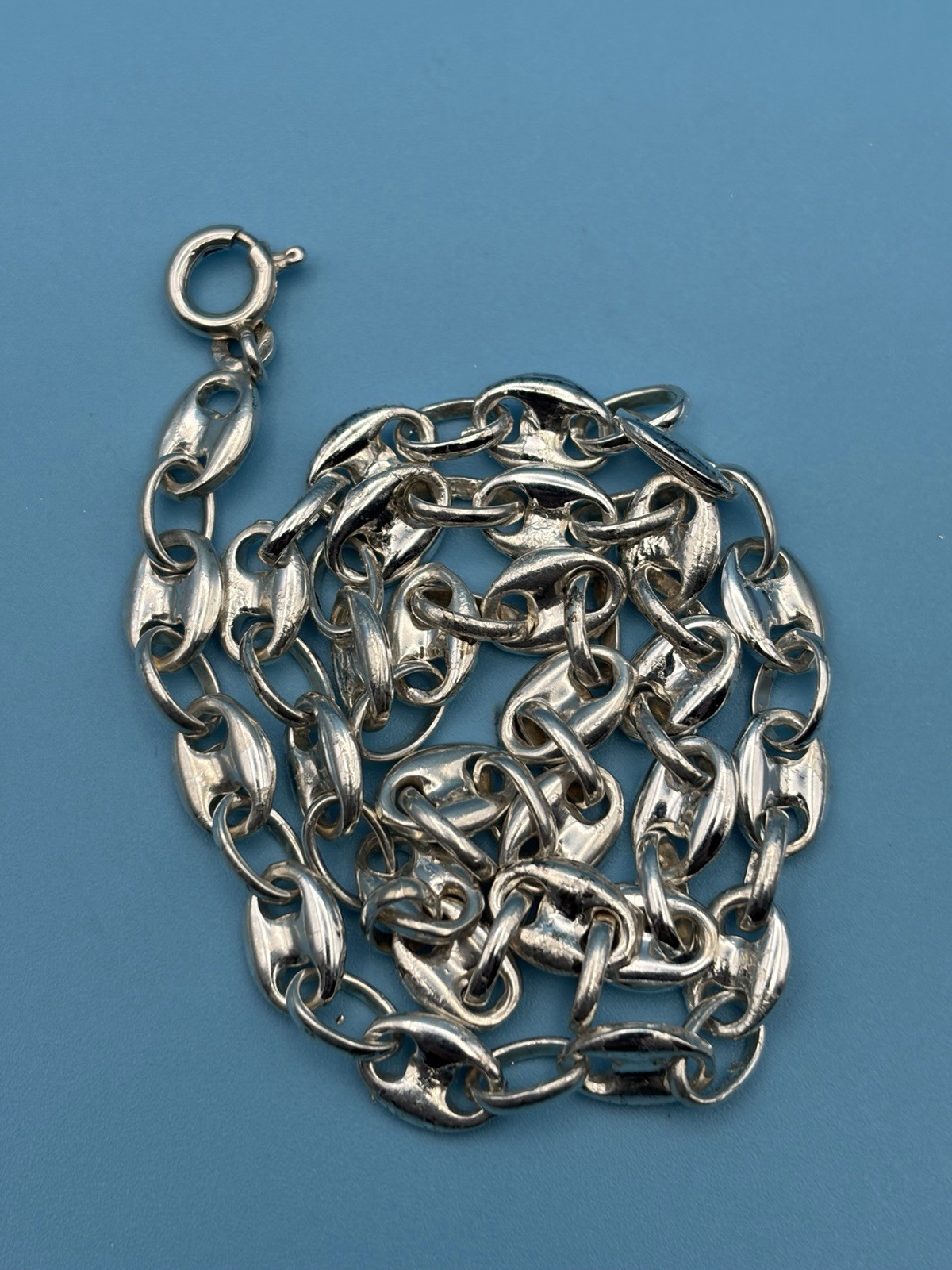 Vintage UnoAerre Italian Sterling Silver 925 Puffed Mariner Chain Necklace Rare!