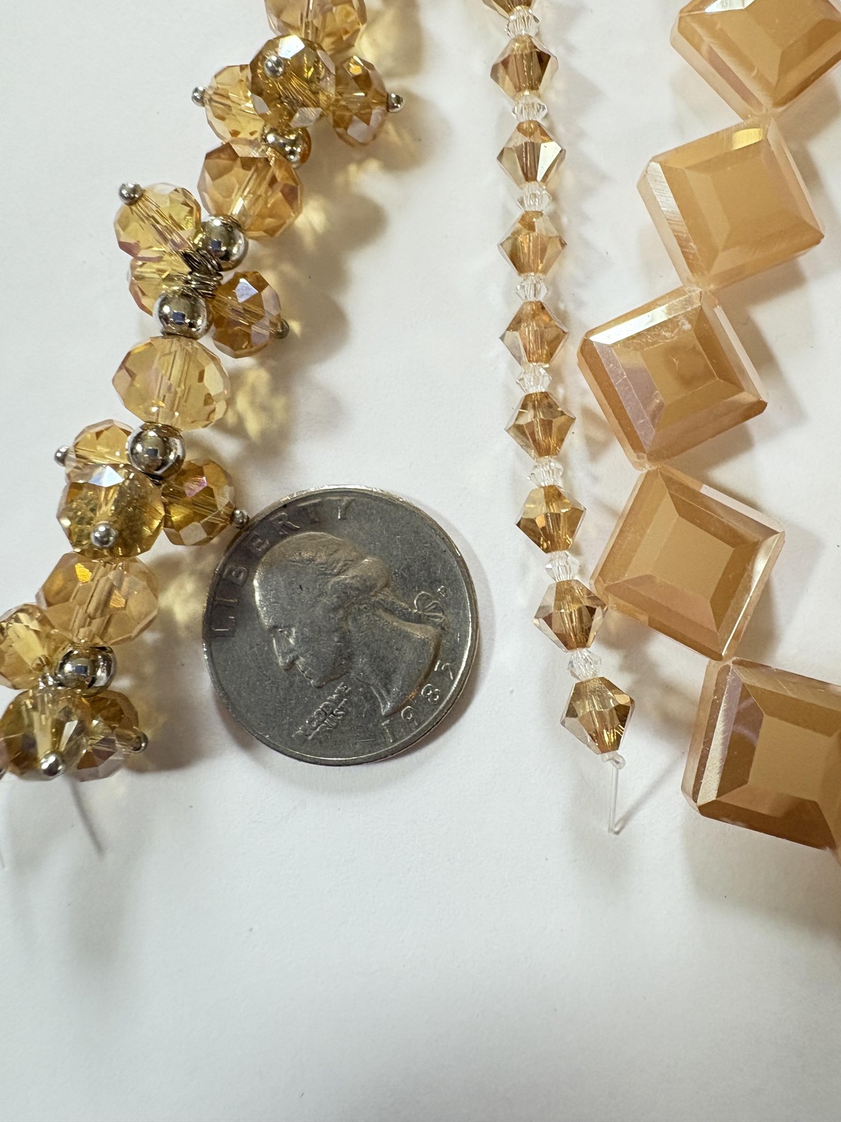 hildie & jo Glass Beads Lot of 3 Strands Faceted Bicone Square Amber Jewelry