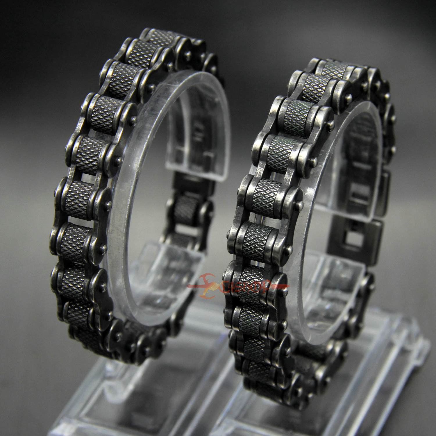 Gunmetal Motorcycle Bike Chain Bracelet Old Metal Finish Stainless Steel 13/16mm