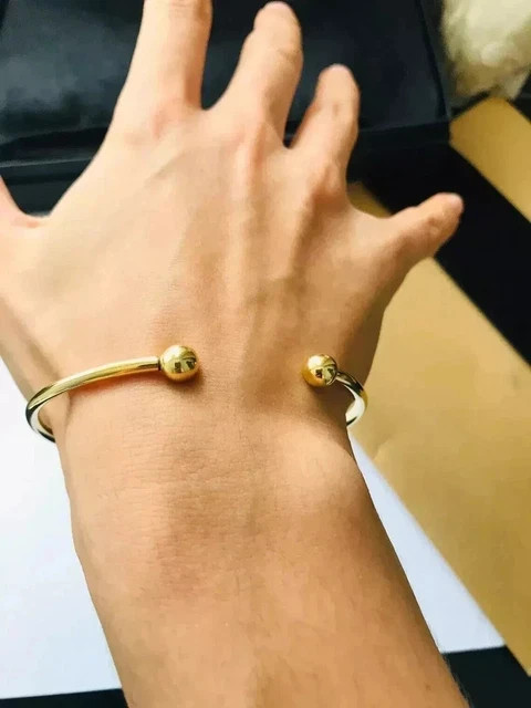 Plain Adjustable Men’s Cuff Silver Bangle Bracelet in 14k Yellow Gold Plated 8″