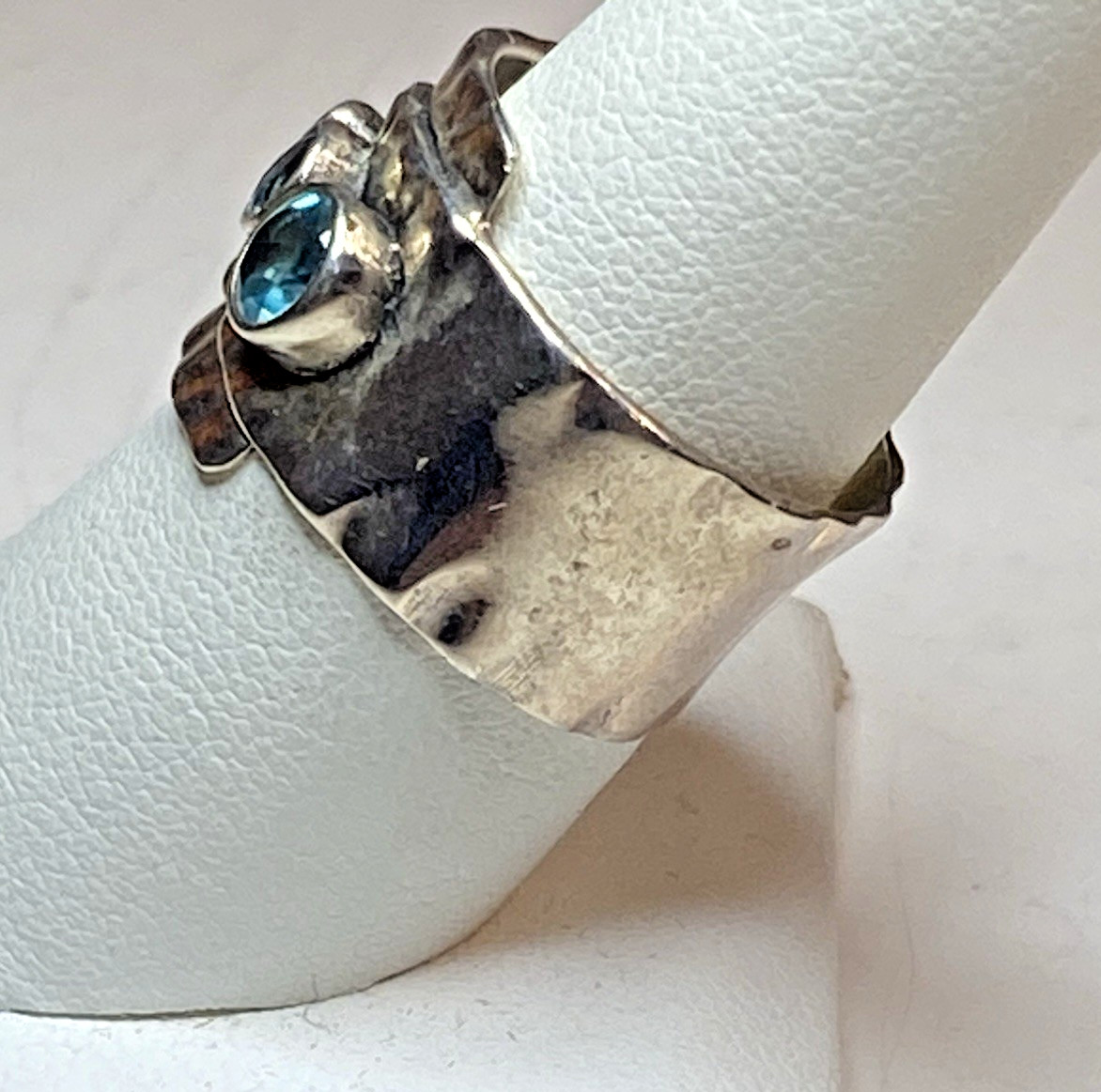 PZ Israel Sterling Silver Wide Blue Ring Sz 8.5 Paz Creations
